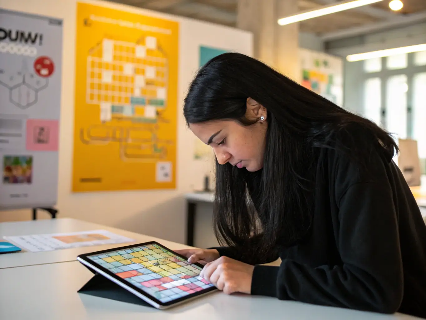 A vibrant image of a player immersed in a 开云电竞 puzzle game, showcasing the platform's user-friendly interface and engaging gameplay.